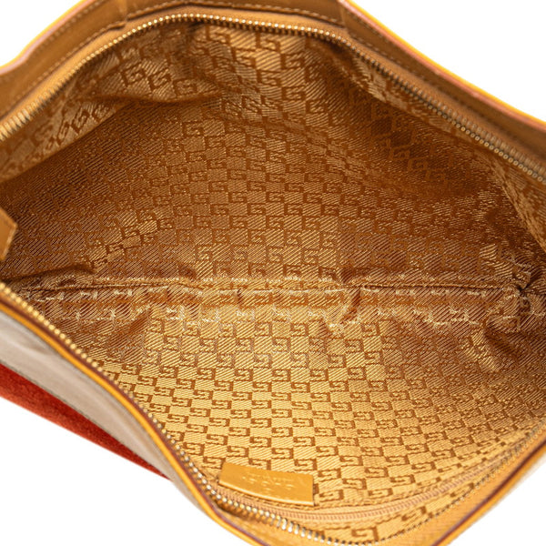 グッチ バンブー ワンショルダーバッグ ハンドバッグ 001 4062 オレンジ ブラウン スウェード レザー レディース GUCCI 【中古】