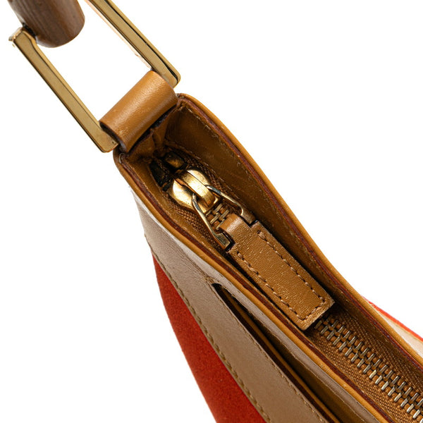 グッチ バンブー ワンショルダーバッグ ハンドバッグ 001 4062 オレンジ ブラウン スウェード レザー レディース GUCCI 【中古】