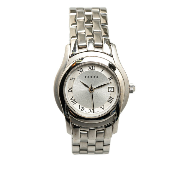 グッチ Gクラス デイト 腕時計 5500L クオーツ シルバー文字盤 ステンレススチール レディース GUCCI 【中古】