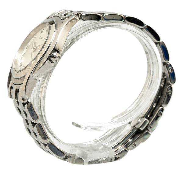 グッチ Gクラス デイト 腕時計 5500L クオーツ シルバー文字盤 ステンレススチール レディース GUCCI 【中古】