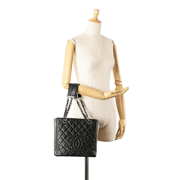 シャネル マトラッセ PSTトート ココマーク チェーン トートバッグ ショルダーバッグ ブラック キャビアスキン レディース CHANEL 【中古】