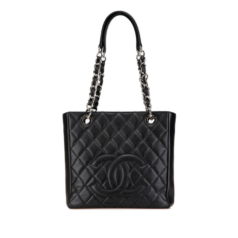 シャネル マトラッセ PSTトート ココマーク チェーン トートバッグ ショルダーバッグ ブラック キャビアスキン レディース CHANEL 【中古】