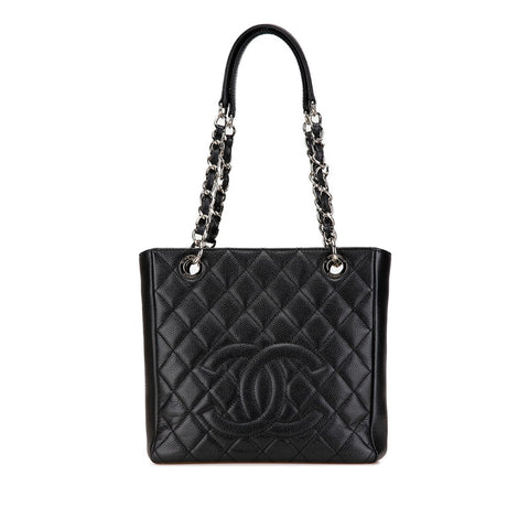シャネル マトラッセ PSTトート ココマーク チェーン トートバッグ ショルダーバッグ ブラック キャビアスキン レディース CHANEL 【中古】