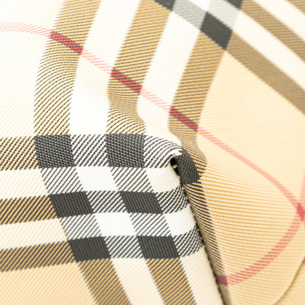 バーバリー ノバチェック ハンドバッグ トートバッグ ベージュ ブラック PVC レザー レディース BURBERRY 【中古】