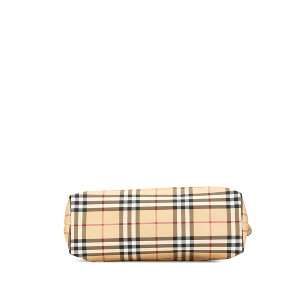 バーバリー ノバチェック ハンドバッグ トートバッグ ベージュ ブラック PVC レザー レディース BURBERRY 【中古】