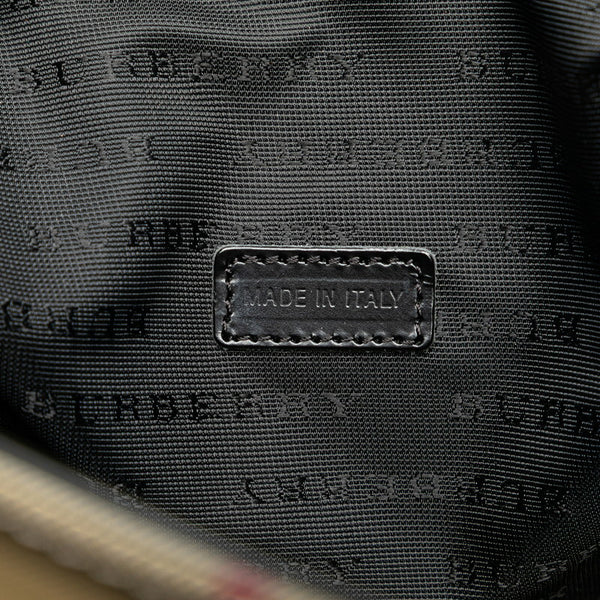 バーバリー ノバチェック ハンドバッグ トートバッグ ベージュ ブラック PVC レザー レディース BURBERRY 【中古】