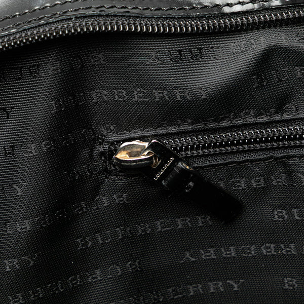 バーバリー ノバチェック ハンドバッグ トートバッグ ベージュ ブラック PVC レザー レディース BURBERRY 【中古】