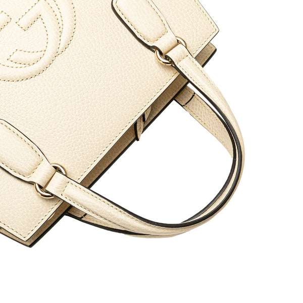 グッチ ソーホー ハンドバッグ ショルダーバッグ 2WAY 607722 アイボリー ベージュ レザー レディース GUCCI 【中古】