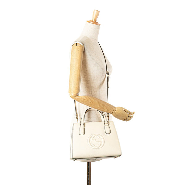 グッチ ソーホー ハンドバッグ ショルダーバッグ 2WAY 607722 アイボリー ベージュ レザー レディース GUCCI 【中古】