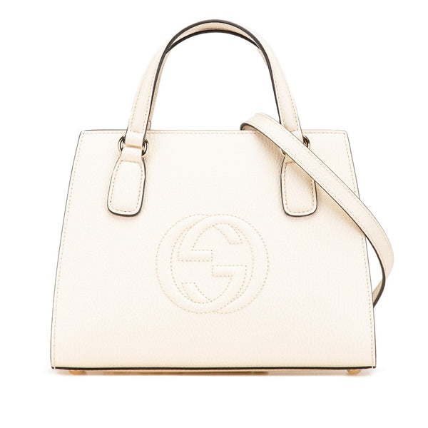 グッチ ソーホー ハンドバッグ ショルダーバッグ 2WAY 607722 アイボリー ベージュ レザー レディース GUCCI 【中古】