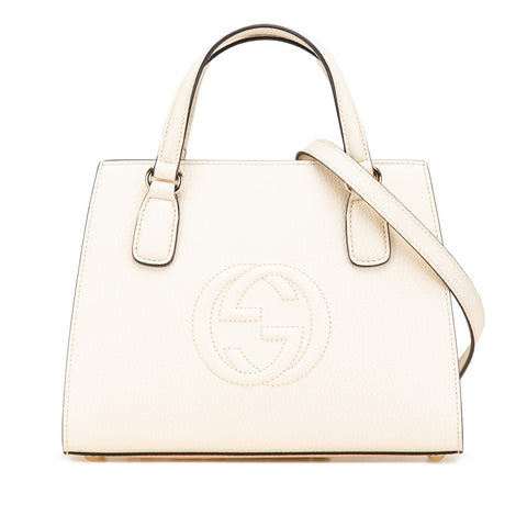 グッチ ソーホー ハンドバッグ ショルダーバッグ 2WAY 607722 アイボリー ベージュ レザー レディース GUCCI 【中古】
