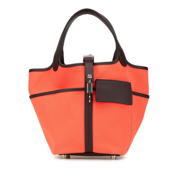 エルメス ピコタンロック カーゴPM ハンドバッグ ローズテキサス ルージュセリエ レッド スイフト トワルゴエラン レディース HERMES 【中古】