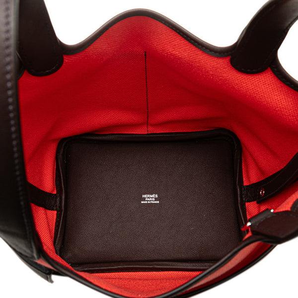 エルメス ピコタンロック カーゴPM ハンドバッグ ローズテキサス ルージュセリエ レッド スイフト トワルゴエラン レディース HERMES 【中古】