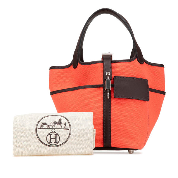 エルメス ピコタンロック カーゴPM ハンドバッグ ローズテキサス ルージュセリエ レッド スイフト トワルゴエラン レディース HERMES 【中古】