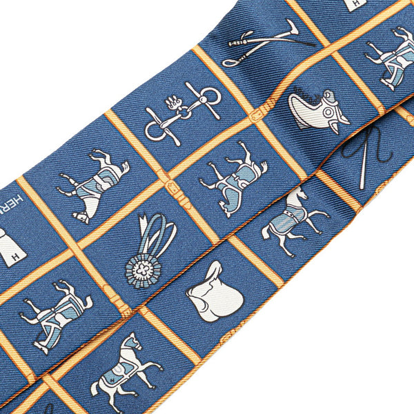 エルメス ツイリー Couvertures et Tenues de Jour 馬着 スカーフ ネイビー オレンジ マルチカラー シルク レディース HERMES 【中古】