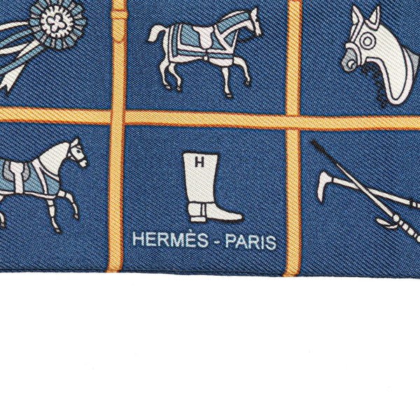 エルメス ツイリー Couvertures et Tenues de Jour 馬着 スカーフ ネイビー オレンジ マルチカラー シルク レディース HERMES 【中古】