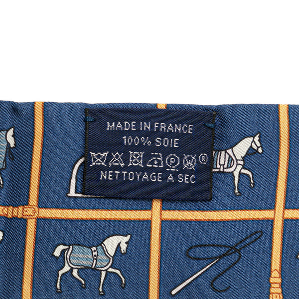 エルメス ツイリー Couvertures et Tenues de Jour 馬着 スカーフ ネイビー オレンジ マルチカラー シルク レディース HERMES 【中古】