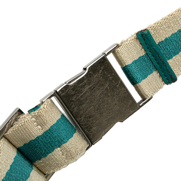 グッチ GGキャンバス ボディバッグ ウエストバッグ 28566 ベージュ グリーン キャンバス レザー レディース GUCCI 【中古】