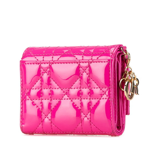 ディオール レディディオール カナージュ コンパクトウォレット ピンク エナメル レディース Dior 【中古】