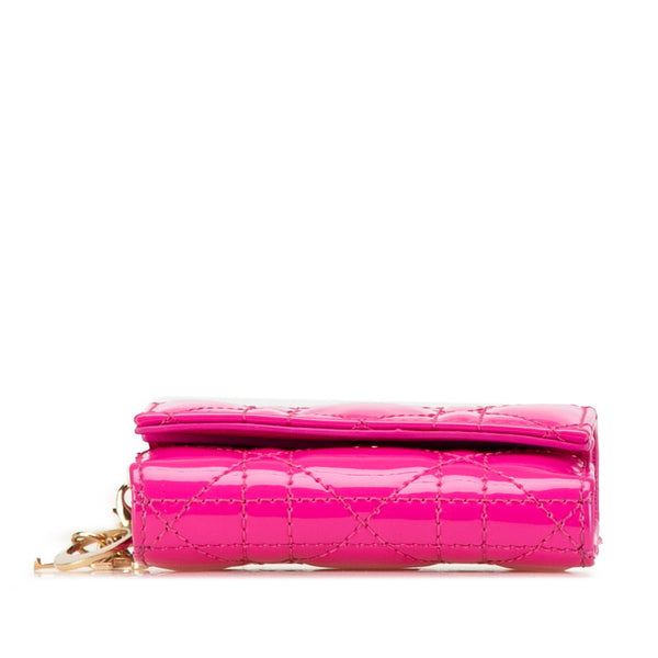ディオール レディディオール カナージュ コンパクトウォレット ピンク エナメル レディース Dior 【中古】