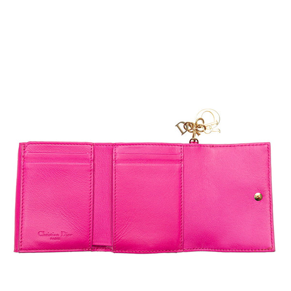 ディオール レディディオール カナージュ コンパクトウォレット ピンク エナメル レディース Dior 【中古】