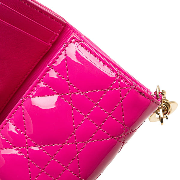 ディオール レディディオール カナージュ コンパクトウォレット ピンク エナメル レディース Dior 【中古】