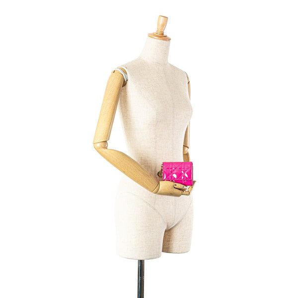 ディオール レディディオール カナージュ コンパクトウォレット ピンク エナメル レディース Dior 【中古】