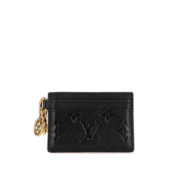 ルイ ヴィトン モノグラム アンプラント ポルト カルト LV チャーム カードケース パスケース 名刺入れ M82132 ブラック レザー レディース LOUIS VUITTON 【中古】