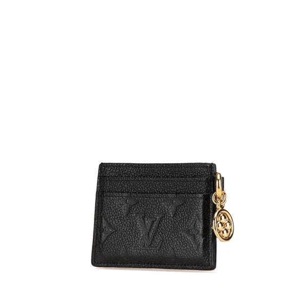 ルイ ヴィトン モノグラム アンプラント ポルト カルト LV チャーム カードケース パスケース 名刺入れ M82132 ブラック レザー レディース LOUIS VUITTON 【中古】