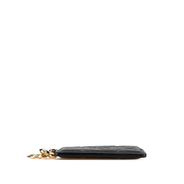ルイ ヴィトン モノグラム アンプラント ポルト カルト LV チャーム カードケース パスケース 名刺入れ M82132 ブラック レザー レディース LOUIS VUITTON 【中古】