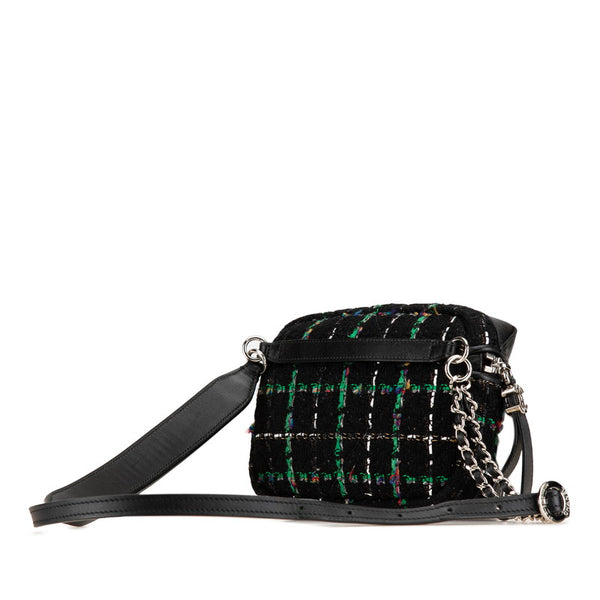 シャネル ココマーク ウエストバッグ ボディバッグ ブラック グリーン マルチカラー ツイード レザー レディース CHANEL 【中古】