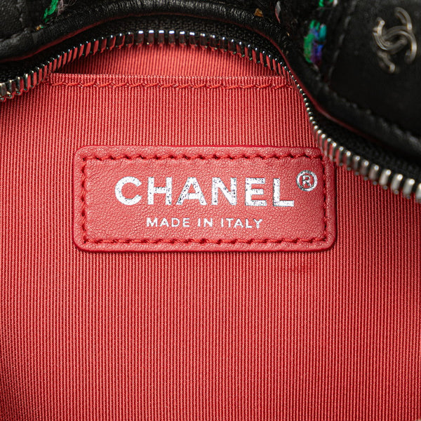 シャネル ココマーク ウエストバッグ ボディバッグ ブラック グリーン マルチカラー ツイード レザー レディース CHANEL 【中古】