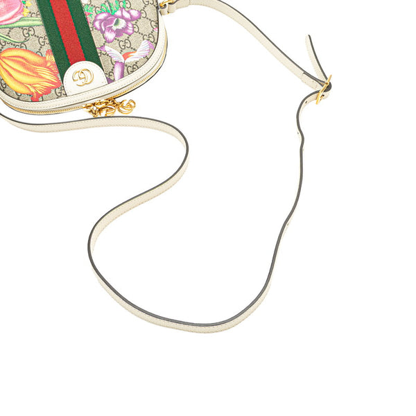 グッチ オフィディア シェリーライン フローラ 斜め掛け ショルダーバッグ 499621 ベージュ マルチカラー PVC レザー レディース GUCCI 【中古】