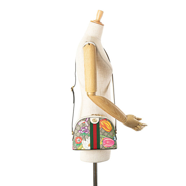 グッチ オフィディア シェリーライン フローラ 斜め掛け ショルダーバッグ 499621 ベージュ マルチカラー PVC レザー レディース GUCCI 【中古】