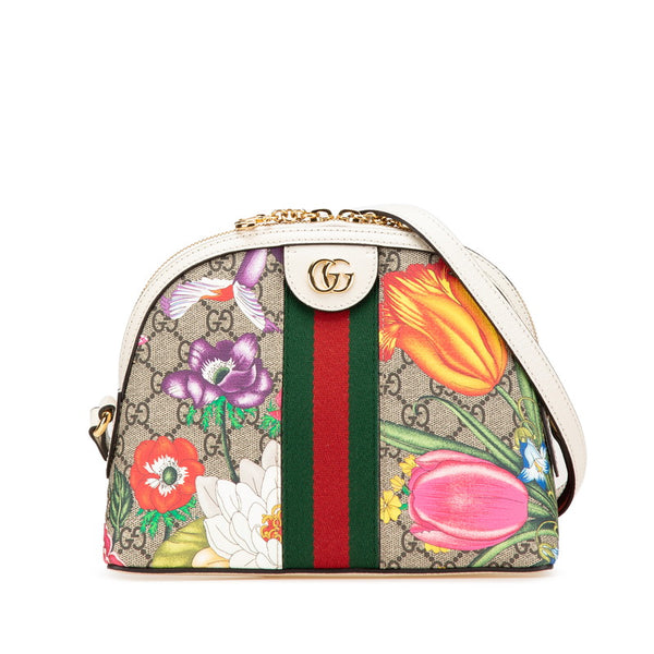 グッチ オフィディア シェリーライン フローラ 斜め掛け ショルダーバッグ 499621 ベージュ マルチカラー PVC レザー レディース GUCCI 【中古】