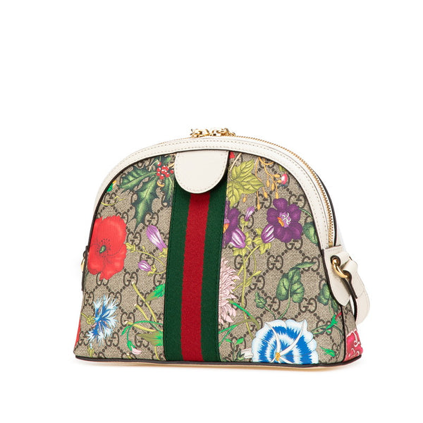 グッチ オフィディア シェリーライン フローラ 斜め掛け ショルダーバッグ 499621 ベージュ マルチカラー PVC レザー レディース GUCCI 【中古】