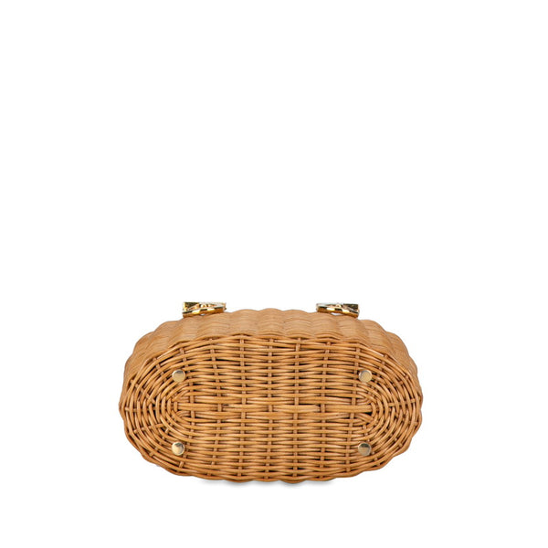 サルヴァトーレフェラガモ ガンチーニ ハンドバッグ バケットバッグ ベージュ ラフィア レディース Salvatore Ferragamo 【中古】