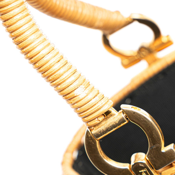 サルヴァトーレフェラガモ ガンチーニ ハンドバッグ バケットバッグ ベージュ ラフィア レディース Salvatore Ferragamo 【中古】