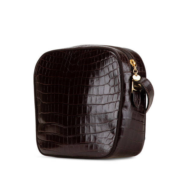 サルヴァトーレフェラガモ ヴァラ クロコ型押し 斜め掛け ショルダーバッグ ブラウン レザー レディース Salvatore Ferragamo 【中古】