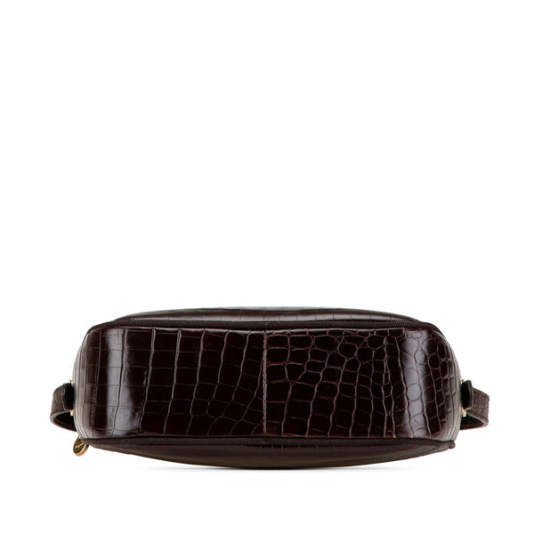 サルヴァトーレフェラガモ ヴァラ クロコ型押し 斜め掛け ショルダーバッグ ブラウン レザー レディース Salvatore Ferragamo 【中古】