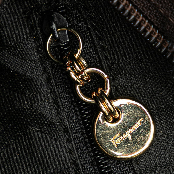 サルヴァトーレフェラガモ ヴァラ クロコ型押し 斜め掛け ショルダーバッグ ブラウン レザー レディース Salvatore Ferragamo 【中古】