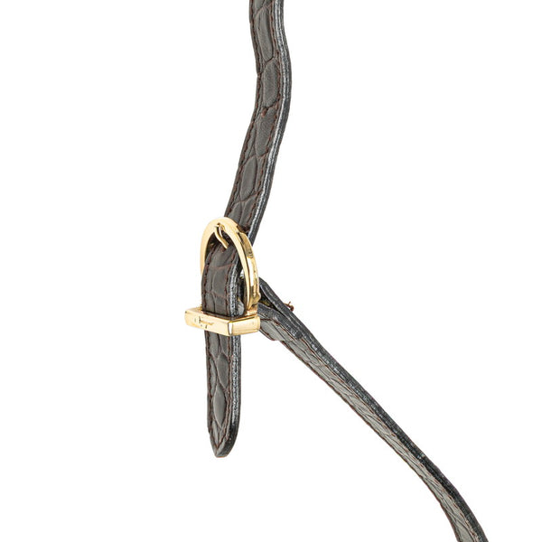 サルヴァトーレフェラガモ ヴァラ クロコ型押し 斜め掛け ショルダーバッグ ブラウン レザー レディース Salvatore Ferragamo 【中古】