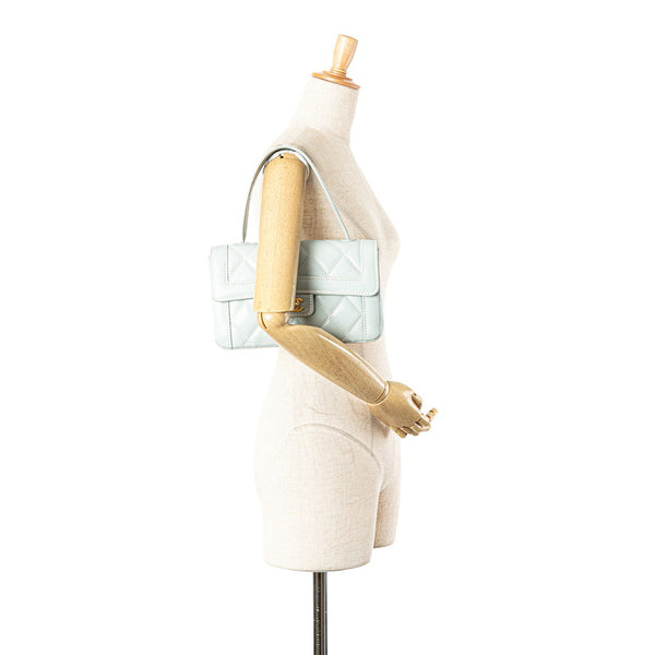 シャネル ココマーク ワイルドステッチ ハンドバッグ ライトブルー ラムスキン レディース CHANEL 【中古】