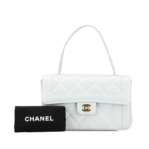シャネル ココマーク ワイルドステッチ ハンドバッグ ライトブルー ラムスキン レディース CHANEL 【中古】