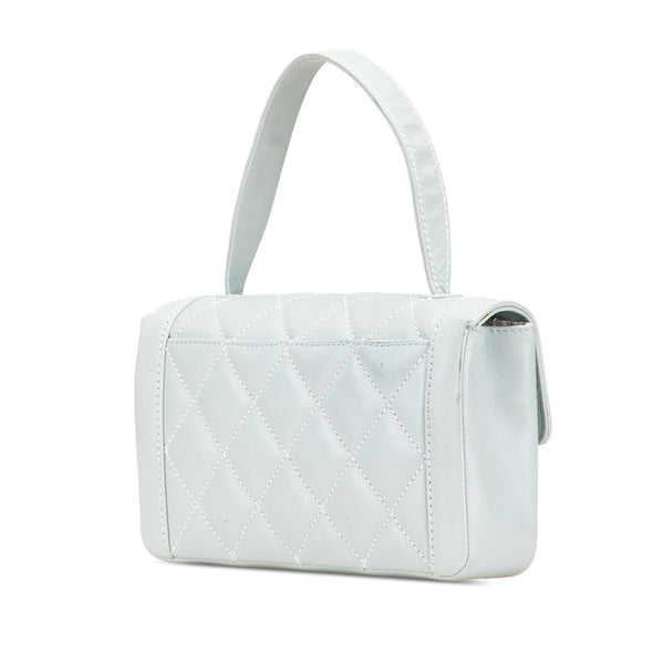 シャネル ココマーク ワイルドステッチ ハンドバッグ ライトブルー ラムスキン レディース CHANEL 【中古】