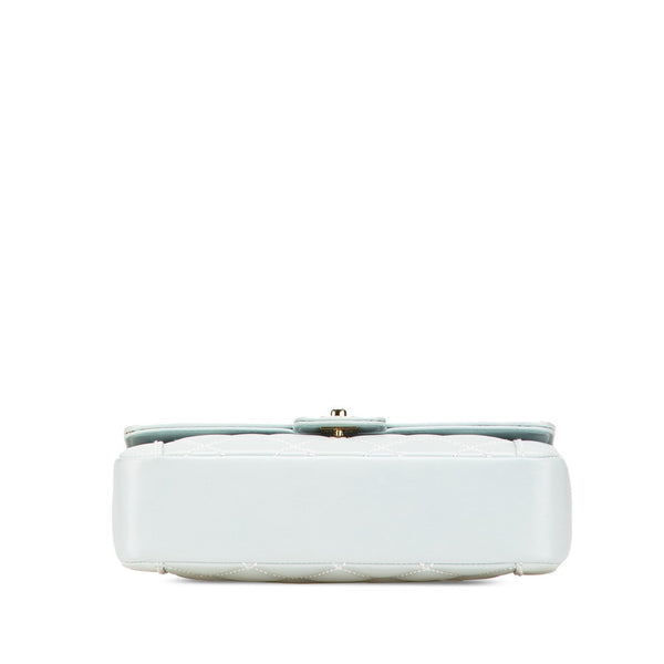 シャネル ココマーク ワイルドステッチ ハンドバッグ ライトブルー ラムスキン レディース CHANEL 【中古】