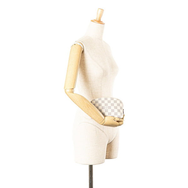 ルイ ヴィトン ダミエ アズール ポシェット コスメティック ポーチ N60024 アイボリー PVC レザー レディース LOUIS VUITTON 【中古】