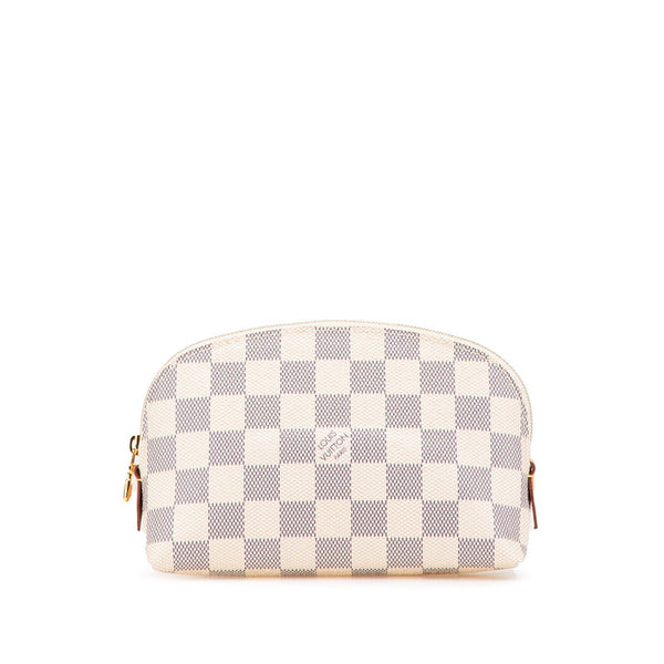 ルイ ヴィトン ダミエ アズール ポシェット コスメティック ポーチ N60024 アイボリー PVC レザー レディース LOUIS VUITTON 【中古】
