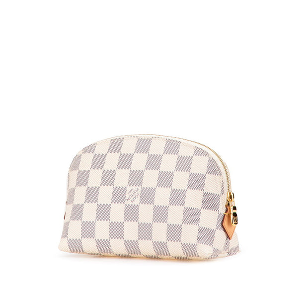 ルイ ヴィトン ダミエ アズール ポシェット コスメティック ポーチ N60024 アイボリー PVC レザー レディース LOUIS VUITTON 【中古】