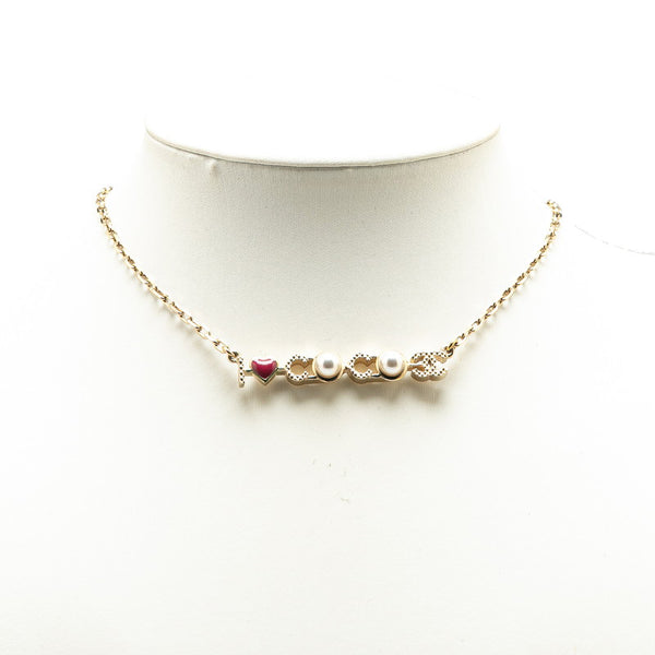 シャネル I LOVE COCO ココマーク ネックレス ゴールド メッキ フェイクパール レディース CHANEL 【中古】